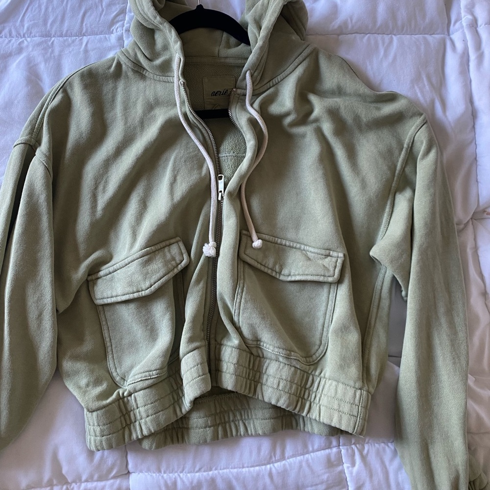 cropped full zip hoodie